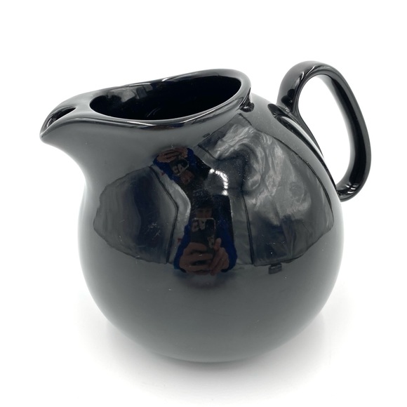 Waechtersbach Ball Pitcher Black Glaze Spain 7 inch About 12 Cups With Handle - Picture 1 of 10